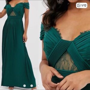 NWT ASOS Teal Off-Shoulder Maxi Dress
